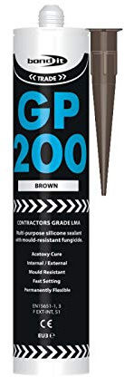 5 x Bond It Brown GP200 Contractors Grade LMA Silicone Sealant High Modulus Kitchen Bathroom