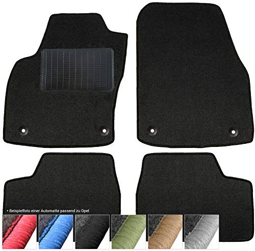 moto-MOLTICO Fußmatten Auto - Velours Autoteppiche passend für Opel Mokka (2012-2019) - 4-teiliges Set - Schwarze Automatten mit Schwarzen Ziernähten