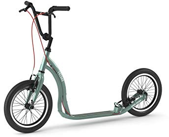 Yedoo Patinete Friday – hasta 150 kg, con neumáticos de aire 16/16 – Patinete para adultos con manillar ajustable, patinete urbano de aleación de aluminio, peso 7 kg (verde)