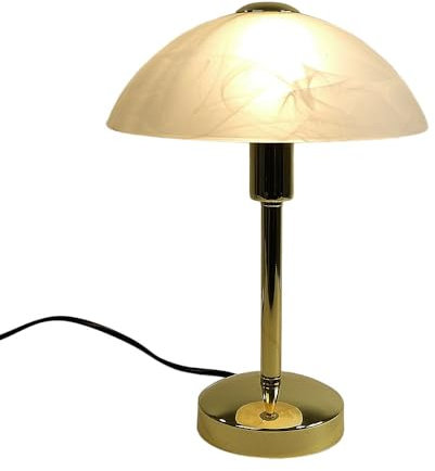 Dapo Glas-Tisch-Leuchte-Lampe MISCHA Messing, Murano-Glass stil H: 30cm D: 22cm, E14, Wonhzimmer-Nachttisch-Fensterbank-Kommode-Leuchte-Lampe (Messing)