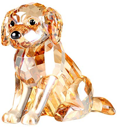 Crystal Labrador Dog Puppy Figurine Animals Lovely Craft Home Decor Ornaments Collectible Birthday Gifts (Gold)