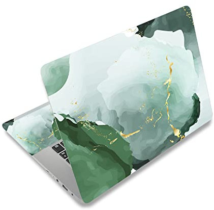 AIMSA Laptop Skin Sticker Decal, 12 13 13.3 14 15 15.4 15.6 inch Laptop Art Decal Protector Notebook Netbook PC 15.6 Universal Vinyl Cover, White Green Gold Marble