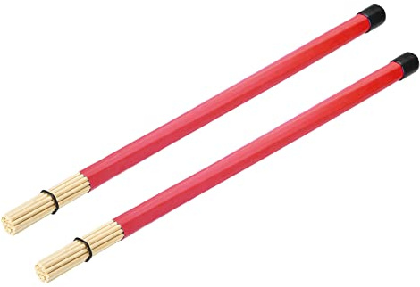 sourcing map Bambou Tambour Bâton Brosses Baguettes Tambour Brosse pour Jazz Acoustique Performances Musique Amant Percussion 1 Paire Rouge