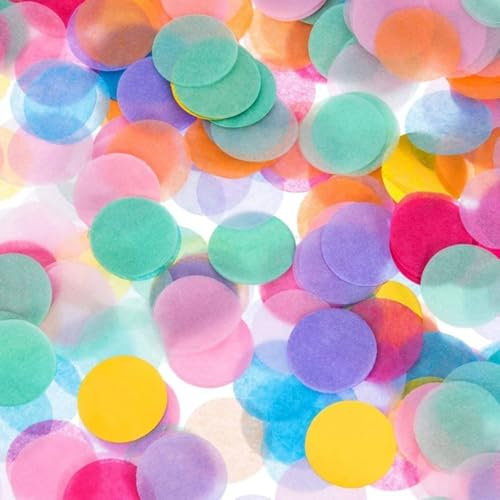 6000 coriandoli colorati – grandi coriandoli, decorazione da tavolo, per compleanno, matrimonio, pastello, multicolore, rotondi, in peso, 60 g, per palloncini, confezione regalo, decorazione per feste