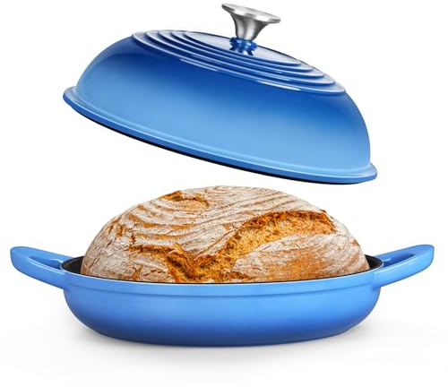 P&P CHEF Bread Dutch Oven for Sourdough, 5.5 Quart Enameled Cast Iron Dutch Oven Pot with Lid for Homemade Bread Baking, Easy to Clean & Even Heat, Blue