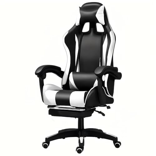 sinlikon Sedie da Ufficio Ergonomiche, Traspiranti, Poltrona da Ufficio con Altezza Regolabile con Supporto per Braccio, Cuscino, Ruote (Stile G-Bianco)