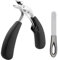 GUTERTOP Edelstahl Nagelknipser Fußnägel, Große Zehennagelknipser für Dicke Nail Clipper, mit Abgewinkeltem Kopf Nagelzwicker mit Nagelfeile (Schwarz)