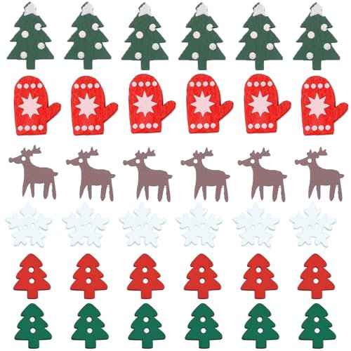 100 Stück Bunt Streudeko Weihnachten, Holz Konfetti Weihnachten Deko Streudeko Weihnachten, Tischdeko Weihnachten, Weihnachten Tischdeko Rentier Schneeflocken Deko Confetti, Weihnachts Tischdeko