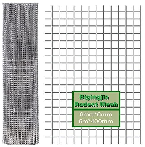 Wühlmausgitter 40cm x 6m, Volierendraht für Hochbeete,Drahtgitter verzinkt Mäusegitter, Hasendraht und Kaninchendraht,Maschenweite 6 mm,Metallgitter für Haus und Garten