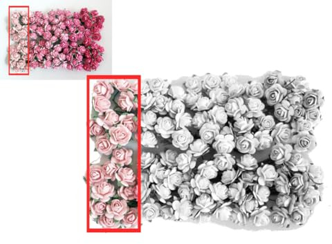 KADADSA 100 pcs Tiny Artificial Roses Mixed Pink Five Color Mulberry Paper Flower 15-18 mm Flower Wedding Scrapbooking (Pink Color 05)