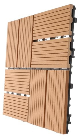 SHINEOFI Wood Plastic Floor Tiles Interlocking Deck Tile Decorative Floor for Patio Balcony Walkway