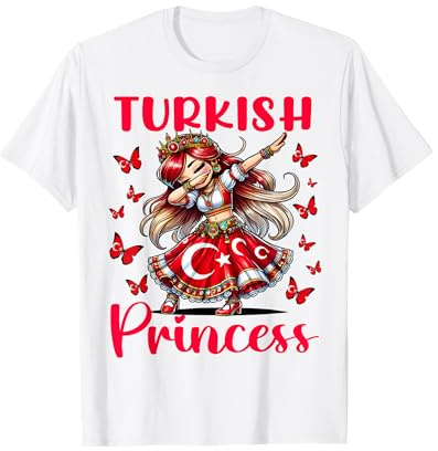 Turkish Princess Dab Girl Flag Dress Cultural Souvenir Kids T-Shirt