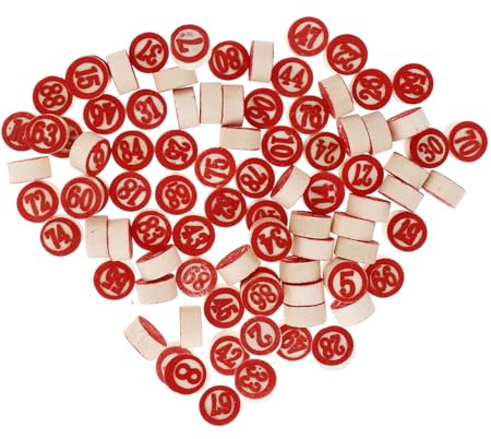 KONTONTY Juego de 90 piezas de madera con números de ajedrez, fichas rojas numeradas por ambos lados, pedagógicas para juegos de mesa lógicos, tacto agradable, versátil para tablero de ajedrez y