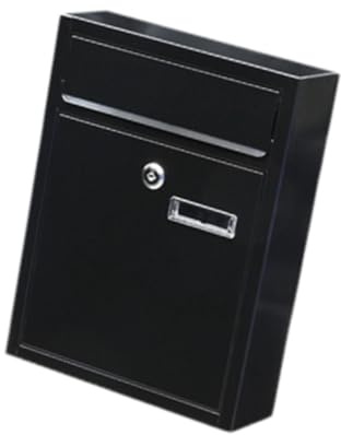 YUSSEQDD Modern väggmonterad brevlåda i järn Hem- eller företagsdokument Väggmonterad brevlåda Brev Tidskrifter Post, Svart, 9.45 x 3.15 x 12.60 tum