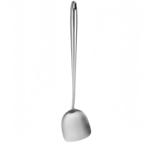 Homeponnew Spatola scanalata in acciaio inox con manico lungo (43 cm) per lanciare pancake, uova e carne, utensile da cucina spatola wok