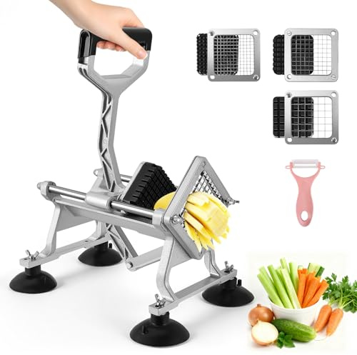 Ovshnrr Taglia Patate Professionale, Tagliapatate per Patate Fritte con Lame in Acciaio Inossidabile da 6 mm, 9 mm e 13 mm, Taglia Patate a Bastoncino Manuale per Patate Verdura e Frutta
