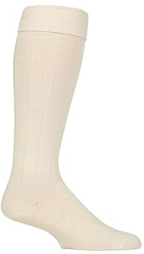 COUNTRY PURSUIT Chaussettes Kilt Homme – Bas Traditionnels Mi-Genou Highland Wear, Chaussettes Habillées Écossaises Côtelées pour Mariages, Événements et Pipe Bands – Taille 39-45 Crème