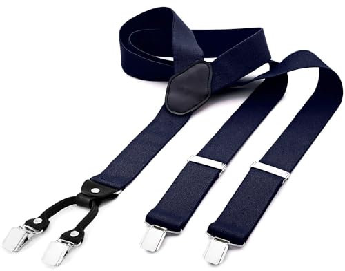 DonDon Hosenträger Herren extra stark blau 3,5 cm Hosenträger Herren breit in Y-Form lang - Starke Clips passend für Anzug Jeans Chinos Vintage Rockabilly Suspenders