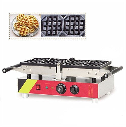 CGOLDENWALL Np-536 à 180 ° 4 pcs balançoires gaufrier antiadhésif Grid gaufré Baker machine à pain Commercial Belgian Waffle Réchaud - 220V
