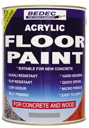 Bedec Acrylic Water Based Floor Paint Battleship Grey 5 Litre