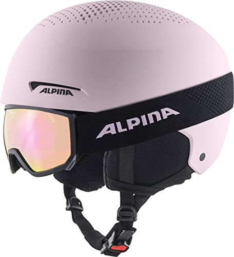 Alpina ZUPO Set (+SCARABEO JR) - Hochwertiges, Sicheres & Robustes Set aus Skibrille & Skihelm Für Erwachsene, Light-Rose matt, 48-52 cm