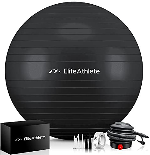 EliteAthlete Gymnastikball Sitzball Büro ergonomisch mit Anti Burst System - Fitness Pilates Schwangerschaft - Schwangerschaftsball Fitnessball Yogaball - Yoga Ball 55cm inkl. Luftpumpe