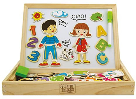 Teorema 40548 - Lavagna Portatile in Legno, Double Face per Bambini