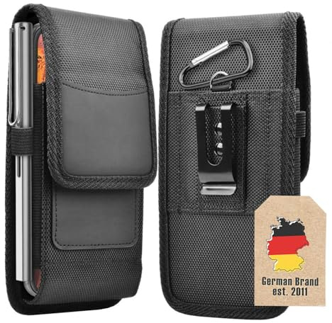 Cadorabo custodia universale per cellulare con clip da cintura per smartphone di dimensioni da 6,5 a 6,7 pollici -360 protezione-Dimensioni: 16x 8x 1,7cm- Custodia da cintura con moschettone, nero,XXL