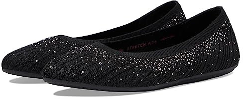 Skechers Women's Cleo 2.0-Glitzy Daze Ballet Flat, Black, 6.5 UK