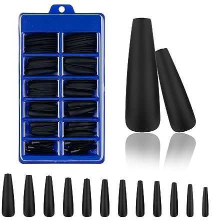 100 Stück Matte Sarg Gefälschte Nägel Mattierte Lange Nägel Ballerina Falsche Gefälschte Reine Farbnägel Künstliche Fingernägel Diy Design Dekor Für Frauen Mädchen (Schwarz)