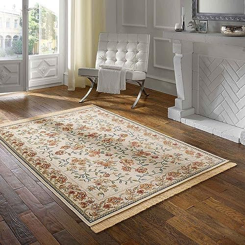 Taracarpet Teppich Palazzo Royal Antique Roses Creme 067x105 cm Kurzflor Orientteppich für Wohnzimmer Esszimmer und Schlafzimmer