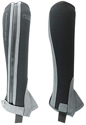 Mini Chaps in neoprene AK Passione Kids Horse Riding Half Chaps AKRS-1889 (12, Black/Grey)