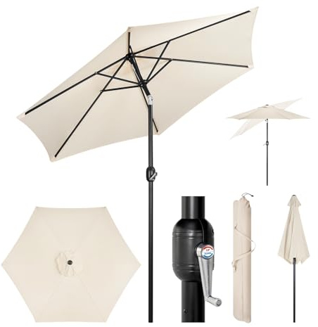 WOLTU Parasoll 240 cm, 270 cm, 300 cm, balkongparasoll UPF 50 + strandparasoll, vattentätt, UV-skydd böjbart, med handvev, bärväska, solskydd balkong trädgård terrass
