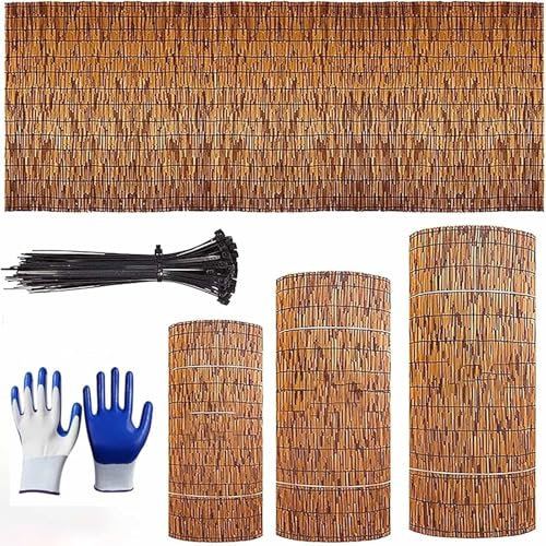 Clôture en Bambou Naturel,Cache Vue Jardin Privé,Canisse Bambou Fendu Imperméable,Paravent Balcon Bambou avec Attaches,Natte en Roseau Facile À Installer pour Exterieur Terrasse Maison(100x150cm)