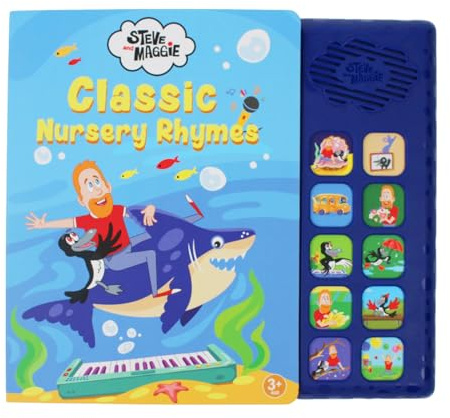 Steve and Maggie Nursery Rhymes Sound Book, Interactive Children’s Books with 10 Sing-Along Songs, Baby Shark, Wheels on the Bus, Old MacDonald, Finger Family & More, Musical Toys for Ages 3-5