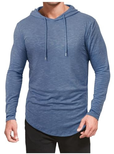Generisch 2026 - Camiseta deportiva para hombre con capucha de manga larga para entrenamiento, deporte, sudadera con capucha, informal, camiseta para correr, tops para hombre bajo 1, marine, L