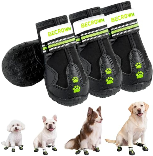 BECROWM Dog Boots,sports shoes for Small and Large Dogs, Waterproof og fabric, for Rainy, snowy, muddy conditions, Outdoor Walking, Dog Shoes Size for 8 (Black, #6 (width 2.76inch) for 55-66 lbs)