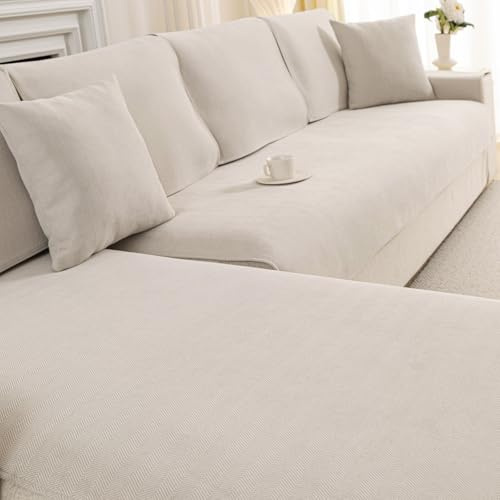 QHAIYYBF Soffskydd sofftäcke, 2025 nytt 1/2/3/4-sits L soffkudde universella halkfria soffkuddar, solid strukturerad ultra stretch soffskydd för vardagsrum