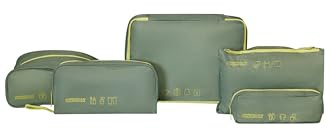 American Tourister Juego de 5 cubos de embalaje, organizador de viaje y maleta, organizador para ropa, zapatos y accesorios, organizador de equipaje para maletas y equipaje de mano, color verde oliva