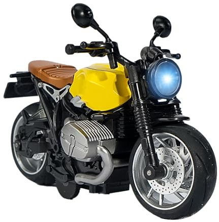 Yinhing Motorcykelmodell i 12 Skala Leksakslegering Pull Back Racing-motorcykel med LED-lampor Musik Interaktiv Barnleksak för Att Samla och Spela Silver (Gul Svart)