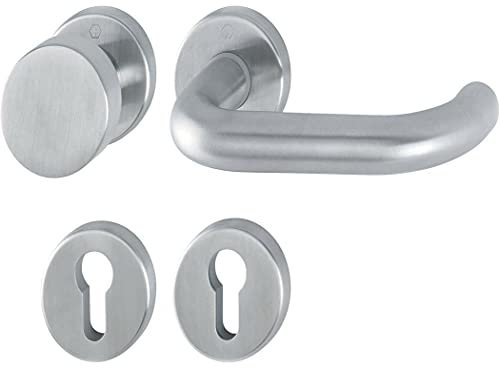 Hoppe 3297057 Türbeschlag Paris E138Z/42KV/42KVS mit Knopf/Profilzylinder-Lochung, Silber