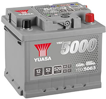 Yuasa YBX5063 12V 52Ah 520CCA Silver Sealed Maintenance Free High Performance Car Battery