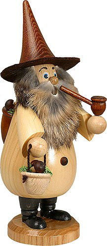 Räuchermännchen Wurzelzwerg Pilzsammler Natur - 19 cm - Original Erzgebirge Räuchermann - Drechselwerkstatt Uhlig