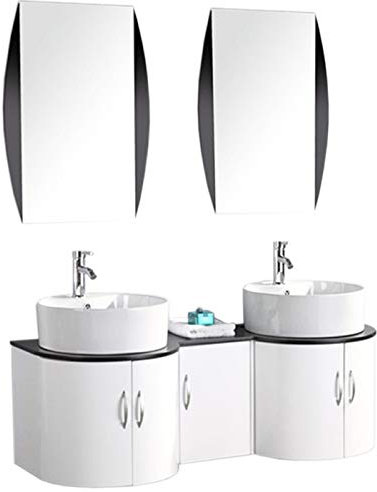 Simba Srl Mobile Bagno ARREDO Bagno Completo 138 CM Doppio LAVABO RUBINETTI Inclusi Tiger Nuovo IMBALLATO MOD Tiger Bianco