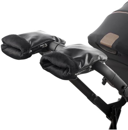 Jané Manoplas Carrito Bebé Invierno, Universales con Cremallera, Forro Polar Interior, Protección Frío y Viento, para Manillar Abierto y Cerrado, Negro