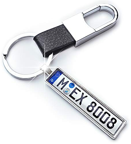 Internetservice Timo Lindner Schlüsselanhänger mit individuellem KFZ Kennzeichen und Karabinerhaken Nummernschild Autokennzeichen Personalisiert