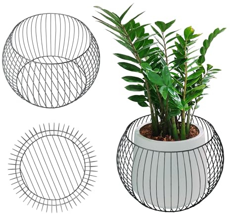 KADAX Galvaniserad stålgabionkruka, väderbeständig stenkorg, växtkorg, minimalistiska trådkorgar, gabioner, robust blomkruka, trädgårdskruka (⌀ 53 cm)