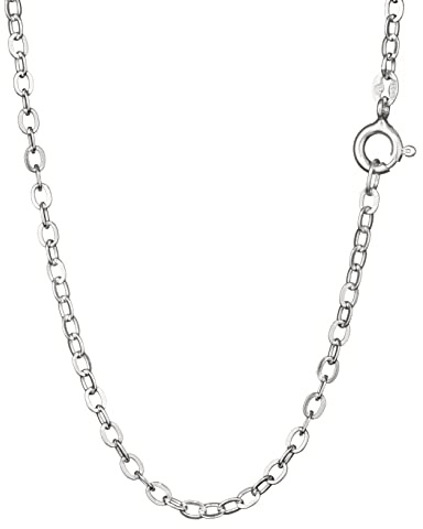 NKlaus ankarkedja (38 cm - 80 cm) 925 silverhalsband platt rullad bredd: 2,5 mm damhalsband, Sterlingsilver, Ingen ädelsten