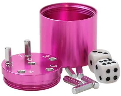 BestSaller 3008 SUPER SIX Würfelspiel Aluminum, 36 Spielstäbchen & 2 Würfel, pink