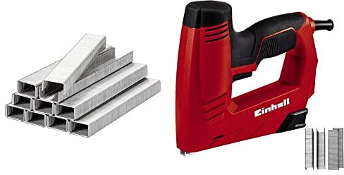 Einhell Agrafeuse électrique TC-EN 20 E (Dimensions agrafes: longueur 6-14 mm, largeur 11,4 mm, dimensions clous: longueur 14 mm, Livré avec 1000 agrafes et 500 clous) + Kit de 1 000 agrafes